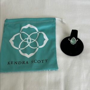 Kendra Scott Silver Ring with Green Stone